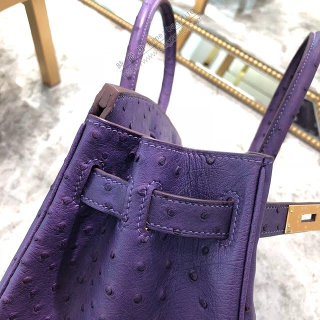 Hermes女包 愛馬仕Birkin30cm Hermes鉑金包 進口k級鴕鳥皮 手工蠟線縫製 Hermes鴕鳥皮手提女包  am1986